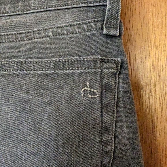 Vintage rag & bone/JEAN- Low Rise TomBoy Jeans 26x 28 Gray Faux Leather Knee - Picture 4 of 8